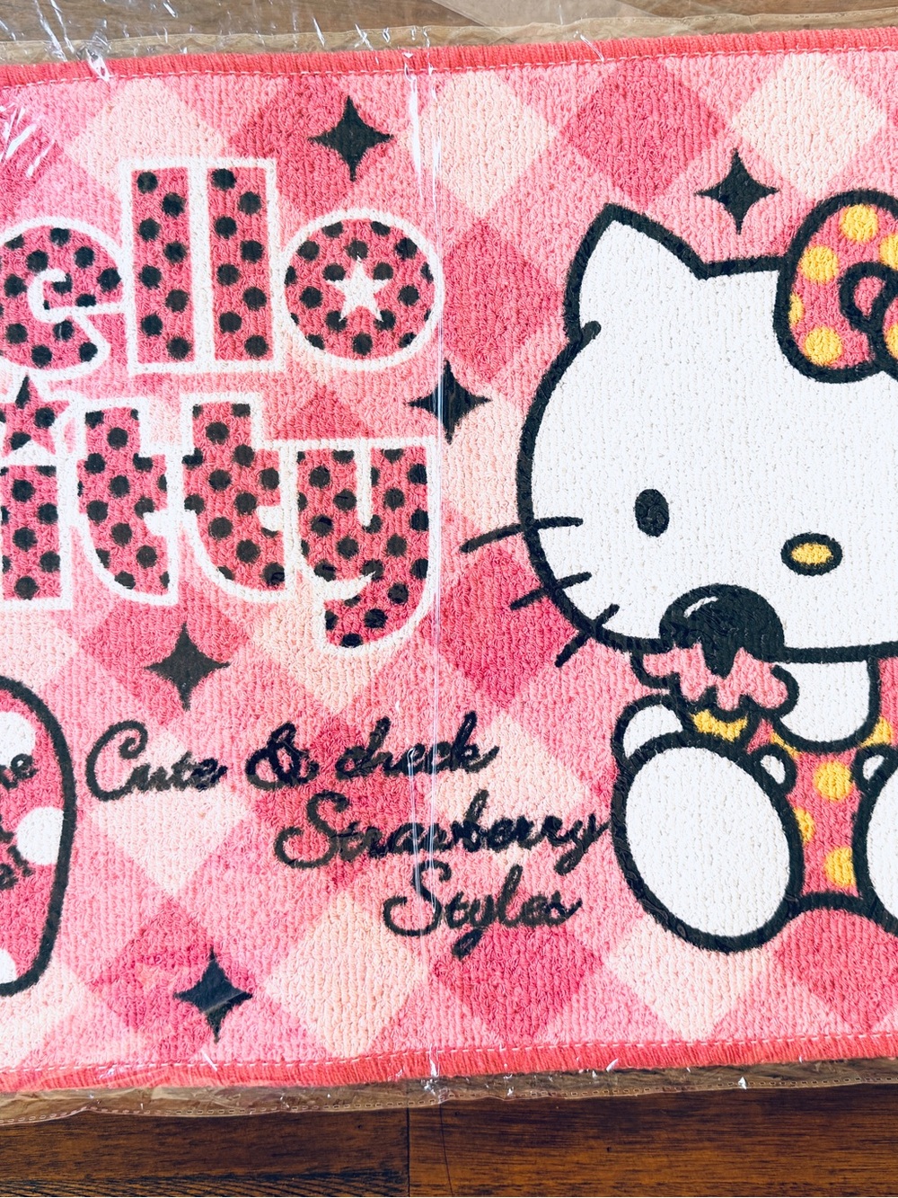 Hello Kitty Pink Gingham Strawberry Bath Mat <3 Super cute!